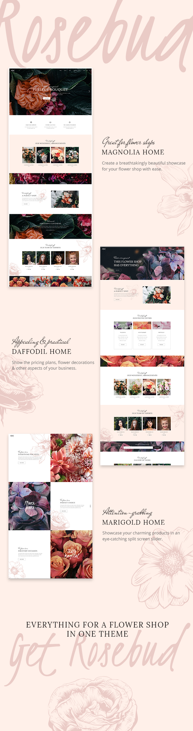 Rosebud - Tema de WordPress para floristería y floristería - 1